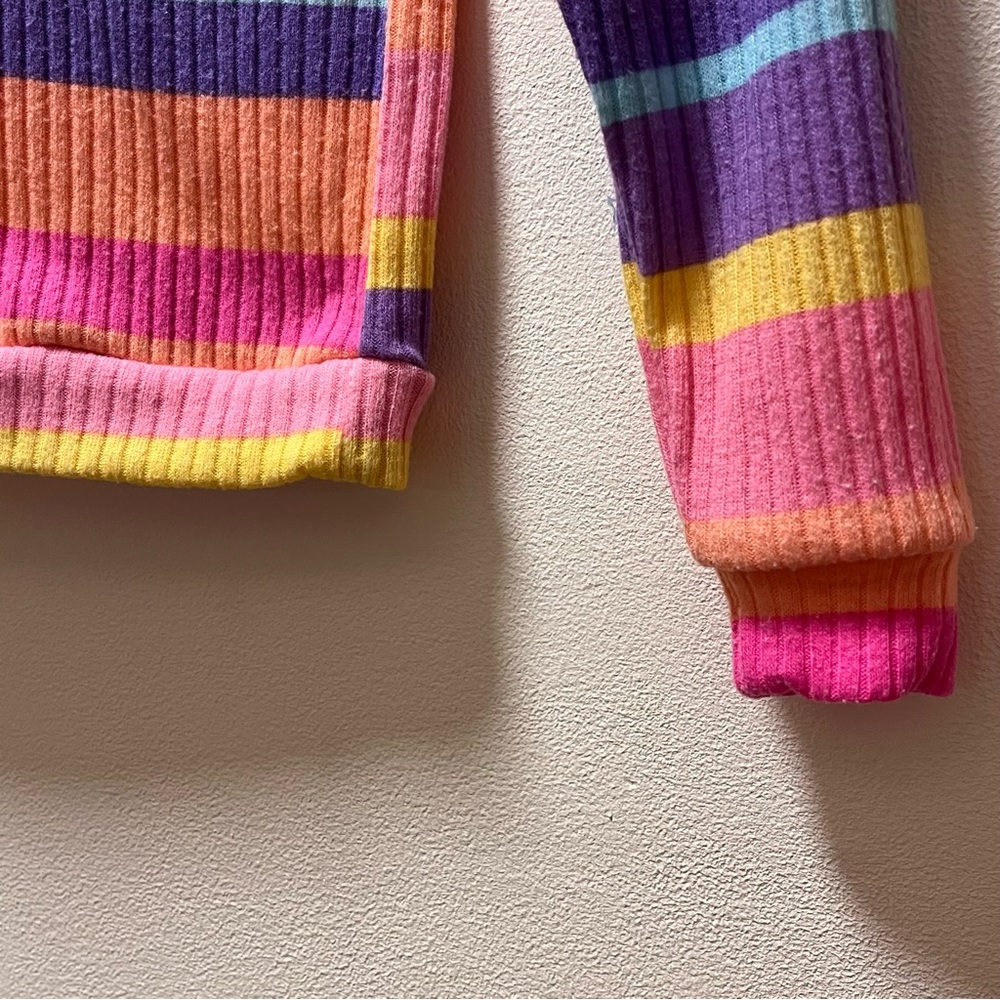 Extremely Me Girls Versatile Colorful Striped Hooded Pullover Shirt, Sz 4, Multi - Picture 3 of 5